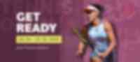 GET READY – Tennisturnier-Ankündigung mit Spielerin